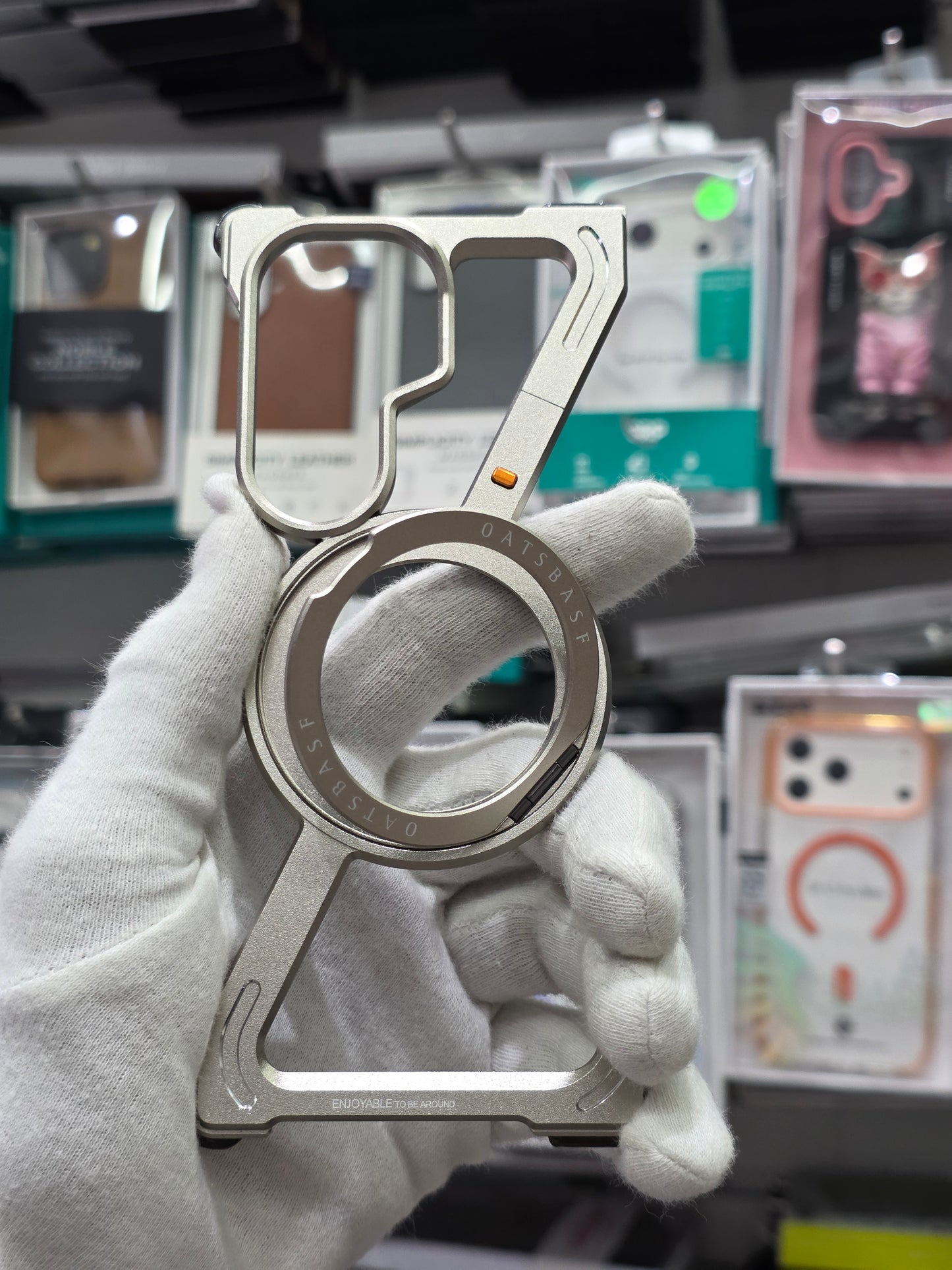Sleek Z-Shaped Metal Samsung Fold 8 Ultra Cover with 360° Rotating Ring Stand
