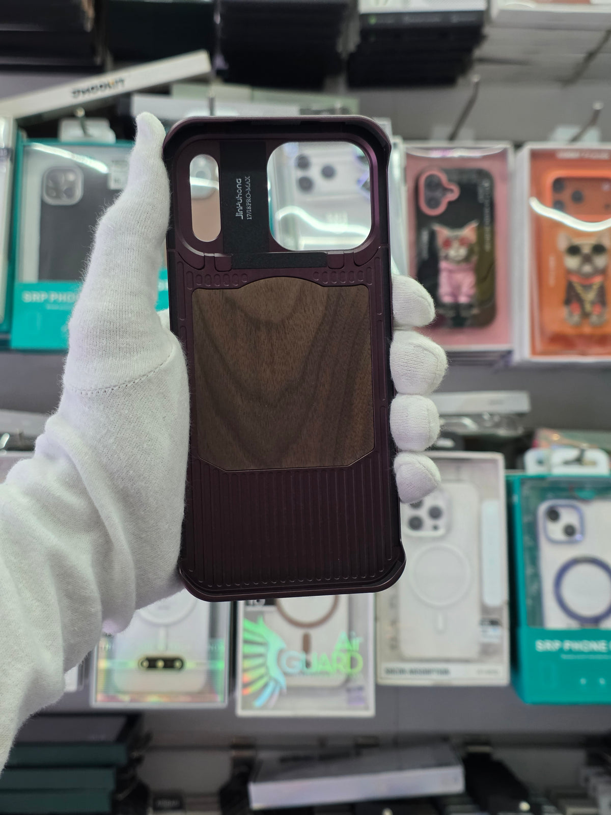 NY Perfume Wooden Metal 360 Stand Case With Magsfe - iPhone 18 Pro Max Back Cover