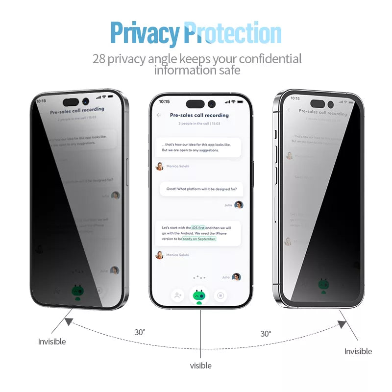 Blueo Privacy HD Tempered Glass Screen Protector for iPhone 16 Pro Max