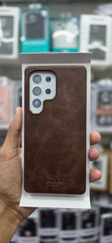 PULOKA Leather Ultra Slim Leather Thin Case For Samsung S25 Ultra