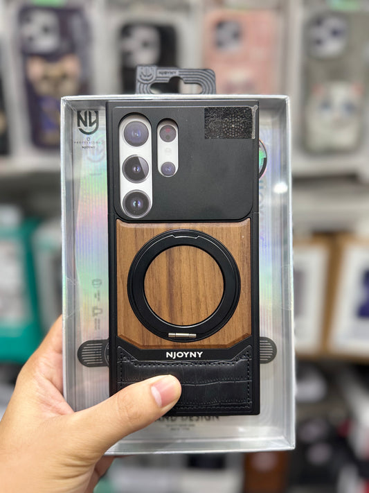NY Perfume Wooden Metal 360 Stand Case With Magsfe - Samsung S24 Ultra