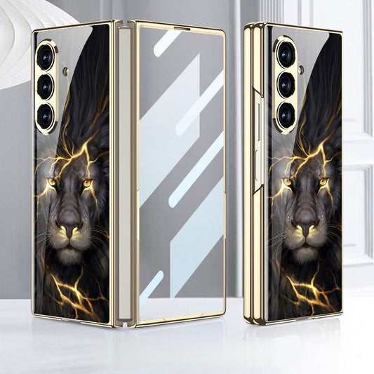 GKK Majestic Lion Glass Case with Gold Frame – Samsung Galaxy Z Fold 7 Series