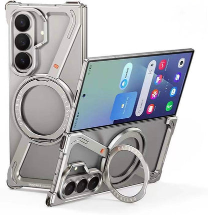 Sleek Z-Shaped Metal Samsung Fold 7 Cover with 360° Rotating Ring Stand