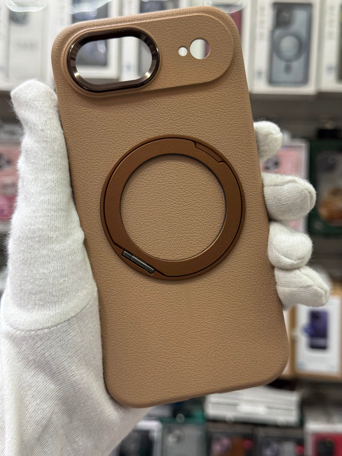 Premium Pu Leather MagSafe Case with 360° Ring Holder - iPhone 17 Air Back Cover