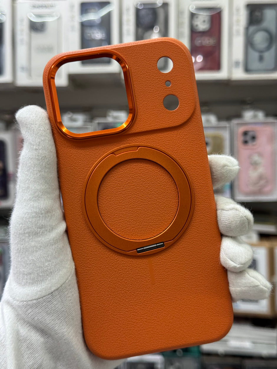Premium Pu Leather MagSafe Case with 360° Ring Holder - iPhone 17 Pro Max Back Cover