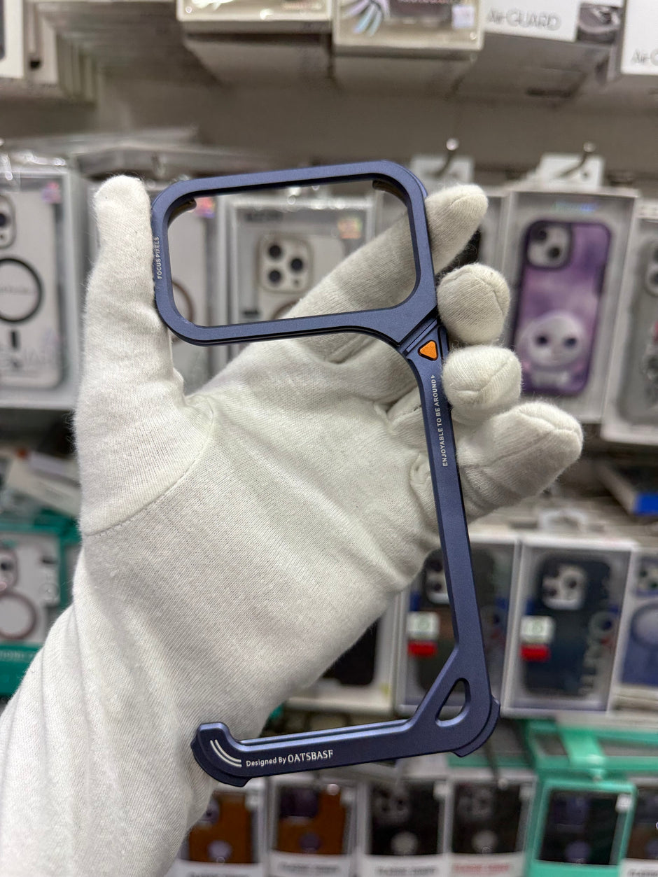 Metal Bumper Frame Case With Bracket Stand - iPhone 17 Pro Max Back Cover