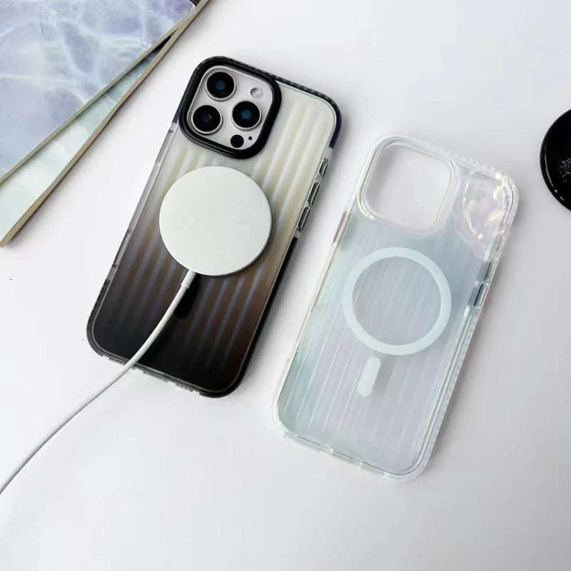 SRP Stripe Texture Hard PC Clear Magsafe Case - iPhone 16 Pro Max Back Cover