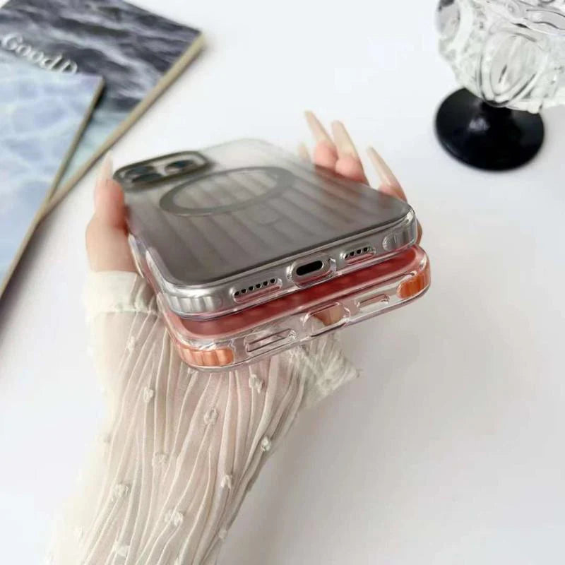 SRP Stripe Texture Hard PC Clear Magsafe Case - iPhone 16 Pro Max Back Cover