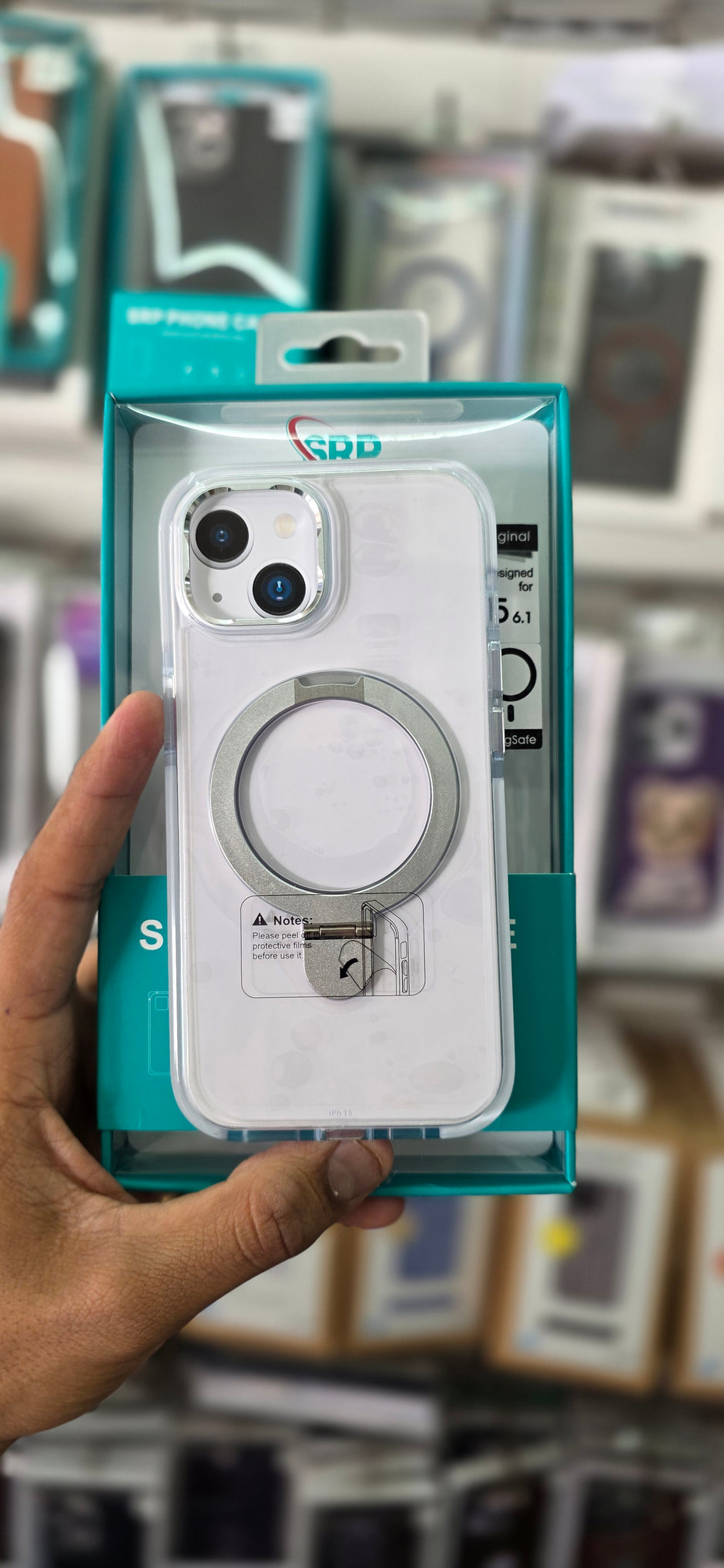 SRP MagSafe With Stand Transparent Case - iPhone 15 Back Cover