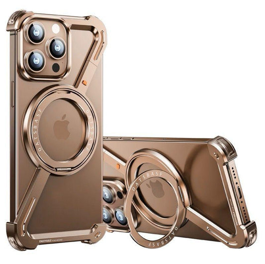 Sleek Z-Shaped Metal Case with 360° Rotating Ring Stand for iphone 15 pro