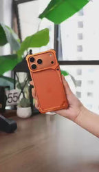 Metal Bumper Frame Case With Bracket Stand - iPhone 17 Pro Max Back Cover